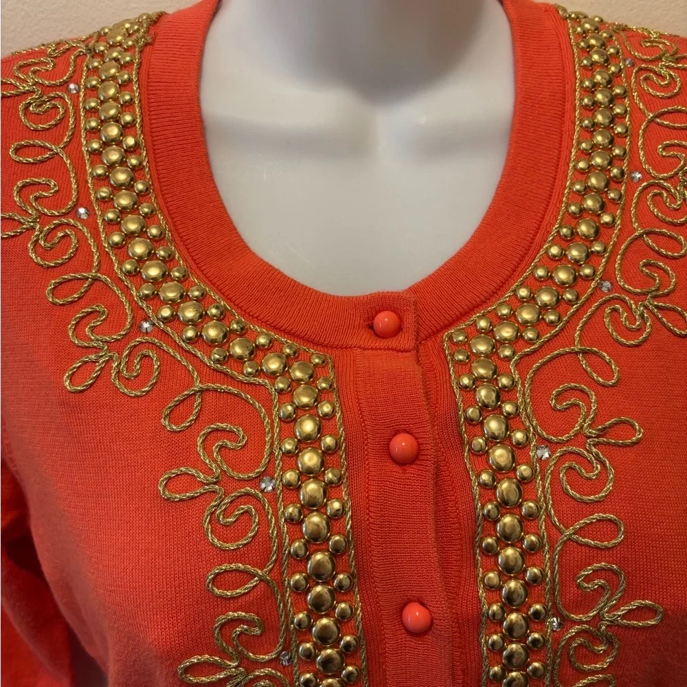Kate Spade New York Embellished Beaded Embroidered Crop Cardigan Sweater Sz M